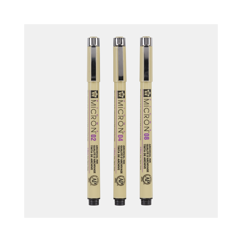 Set 3 feutres T 02 - 04 - 08, Micron, Sakura Set 3 feutres T 02 - 04 - 08, Micron, Sakura