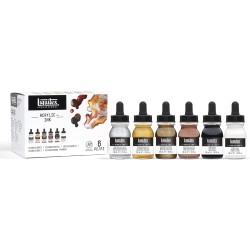 Set encres de couleurs tons métalliques 6 x 30ml, Liquitex