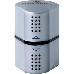 Pencil sharpener with reservoir and 3 tips - silver, Grip 2001, Faber Castell