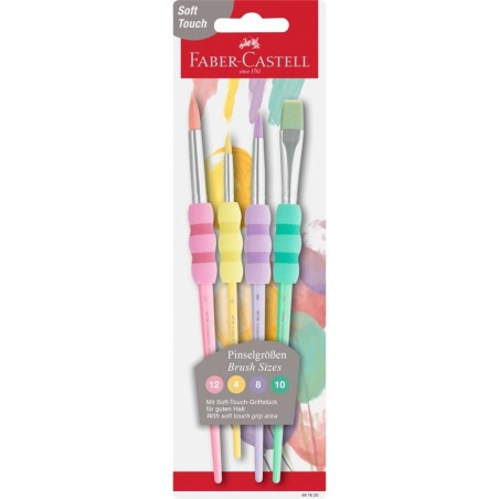 Set 4 pinceaux T 4-8-10-12, Soft-Touch Pastel, Faber Castell