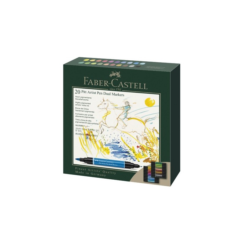 Boîte 20 feutres Artist Pen Dual Marker, Pitt , Faber Castell Boîte 20 feutres Artist Pen Dual Marker, Pitt , Faber Castell
