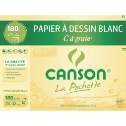 Papier 180gr 24 x 32cm pochette 12 feuilles , C à Grain, Canson