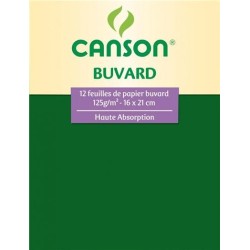 Papier buvard 125gr 16 x 21cm pochette 12 feuilles , Canson