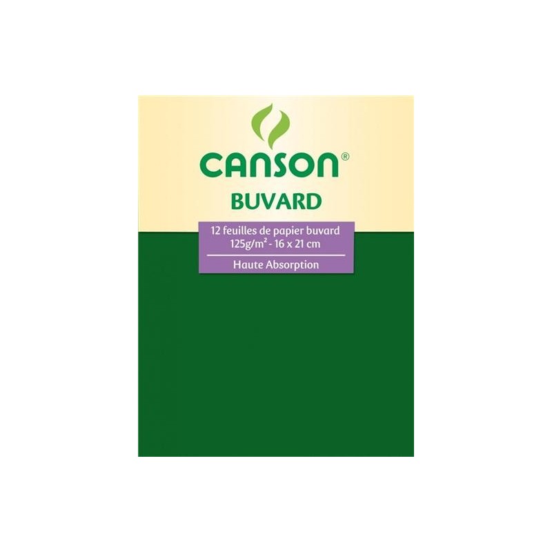 Papier buvard 125gr 16 x 21cm pochette 12 feuilles , Canson