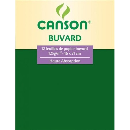 Papier buvard 125gr 16 x 21cm pochette 12 feuilles , Canson