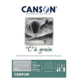 Papier couleur 250gr A3 gris chiné bloc 30 feuilles C à Grain