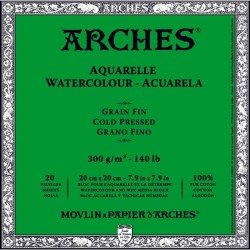 Papier aquarelle 300gr cotton grain fin 20 x 20 cm bloc 20 feuilles