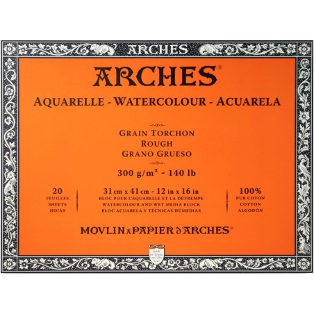 Papier aquarelle 300gr cotton torchon 31 x 41 cm bloc 20 feuilles
