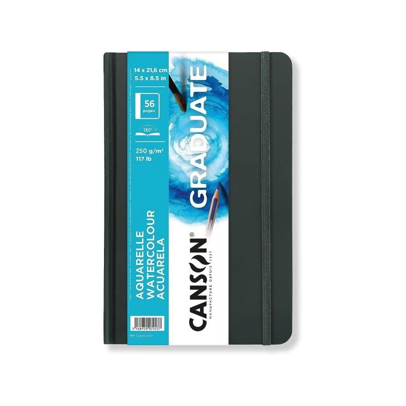 Carnet papier aquarelle 250gr portrait 14 x 21.6 cm 56 pages Graduate