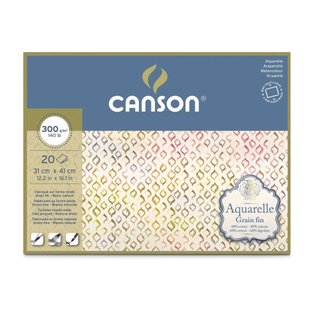 Papier aquarelle 300gr cotton grain fin 31 x 41 cm bloc 20 feuilles Aquarelle