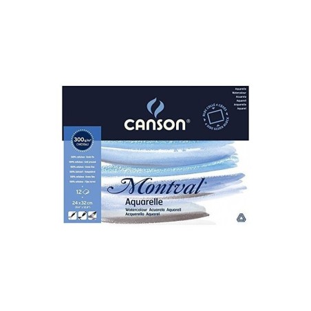 Papier aquarelle 300gr 24 x 32 cm bloc 12 feuilles Montval