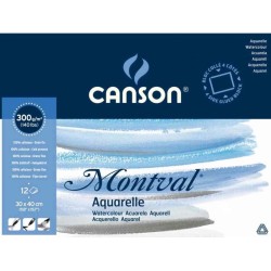 Papier aquarelle 300gr 30 x 40 cm bloc 12 feuilles Montval