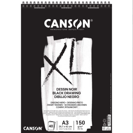 Papier noir 150gr A3 bloc 40 feuilles XL