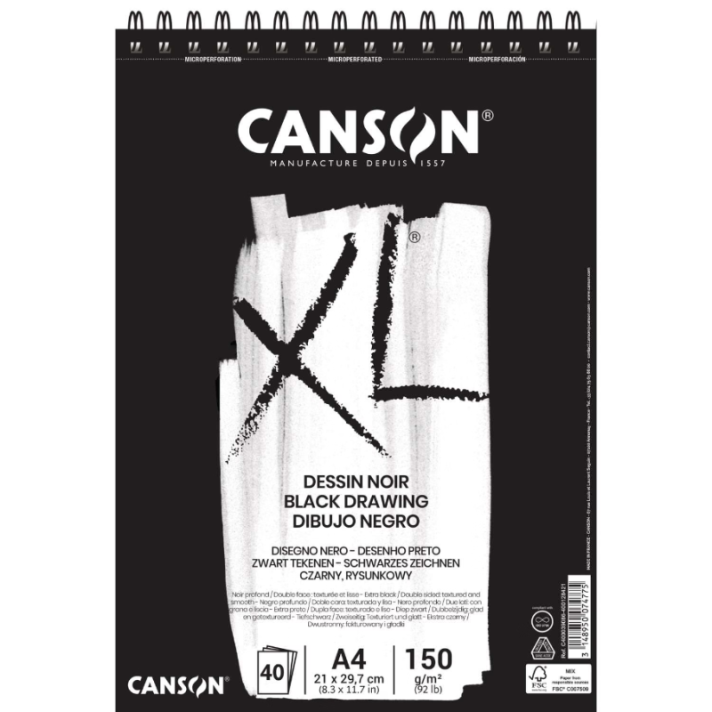Papier noir 150gr A4 bloc 40 feuilles XL