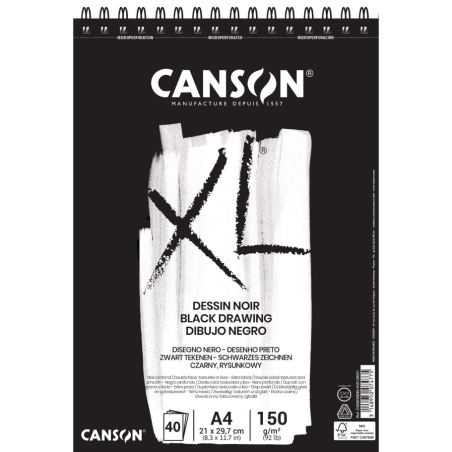 Papier noir 150gr A4 bloc 40 feuilles XL