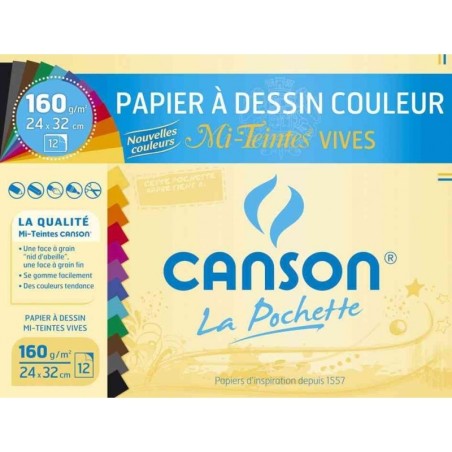 Coloured paper 160 gsm 24 x 32 cm pad 12 sheets Mid-Tones Black